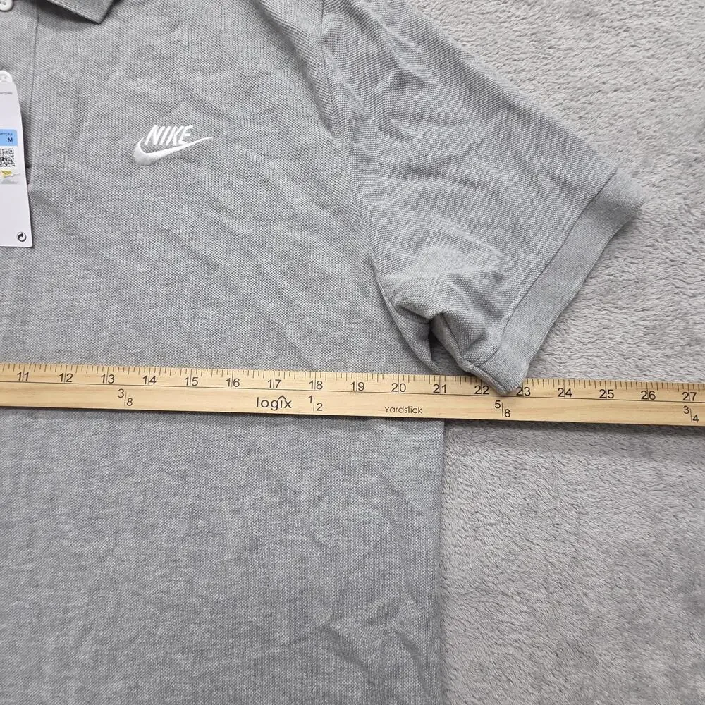 Nike Polo Shirt Mens M Gray 100% Cotton Collared Short Sleeve Logo Embroidered